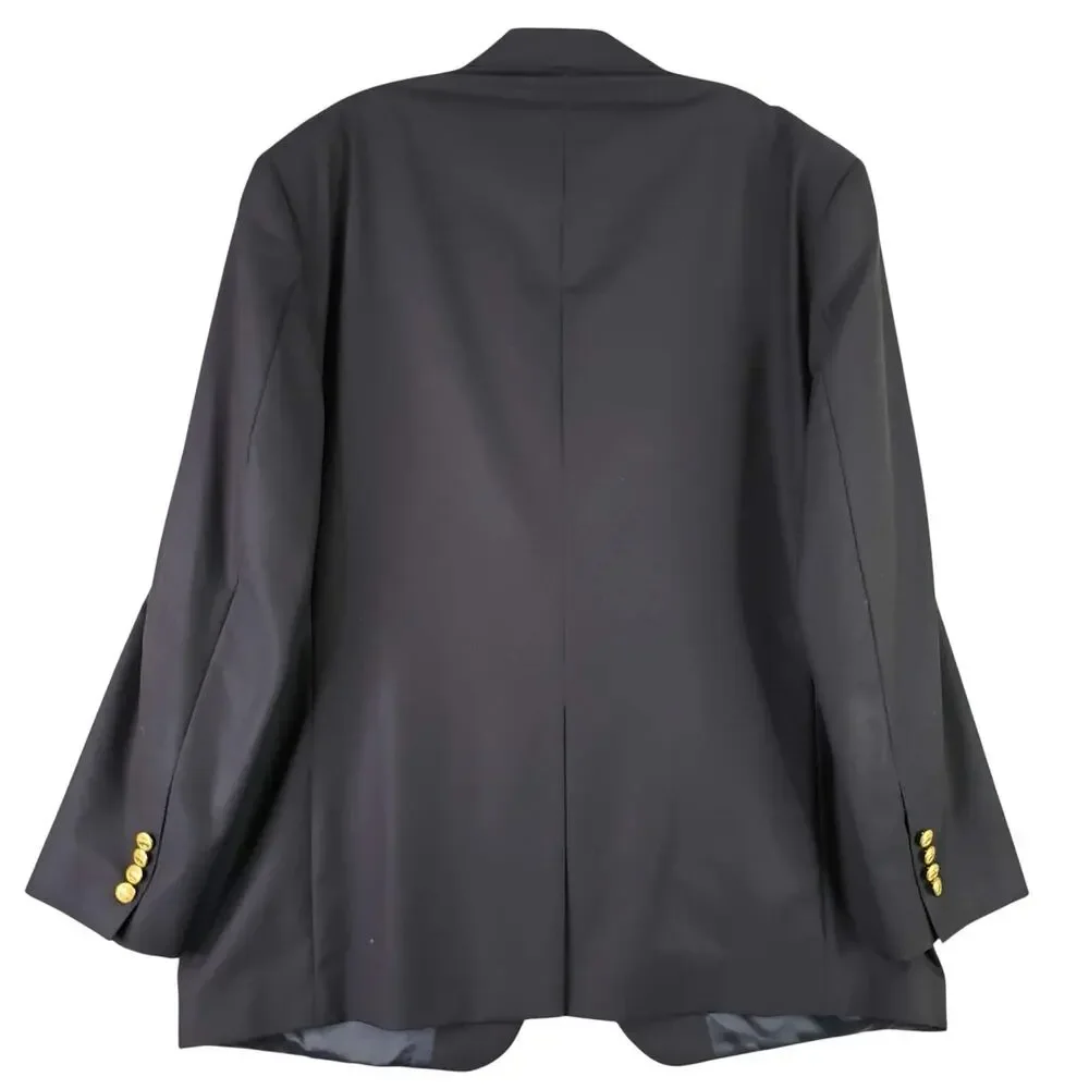Brooks Brothers Madison Loro Piana Blazer Men's 41R Navy Gold Logo Buttons